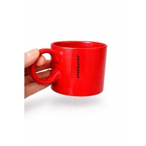 2017 Starbucks Red 12 Ounce Gold Logo Coffee Tea Cup Mug